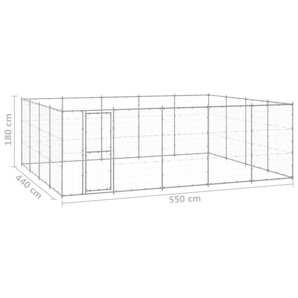 vidaXL Koiran ulkohäkki galvanoitu teräs 24,2 m²