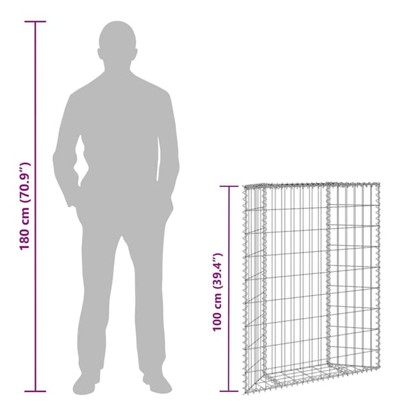 vidaXL Gabion høybed trapesform galvanisert stål 80x20x100 cm