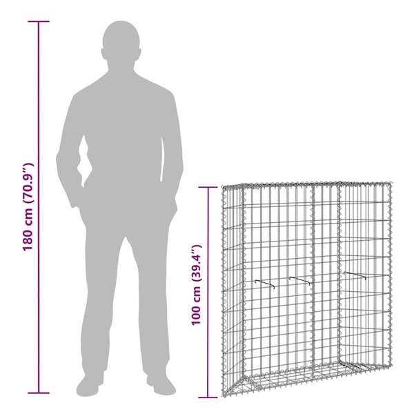 vidaXL Gabion høybed trapesform galvanisert stål 100x20x100 cm