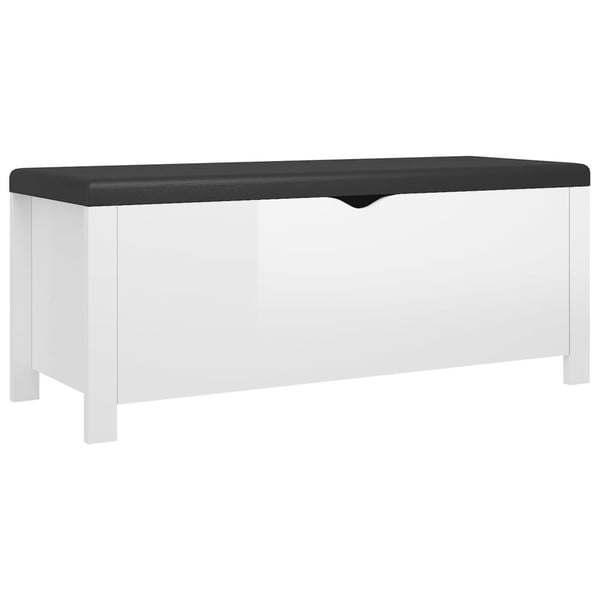 vidaXL Putekasse med pute høyglans hvit 105x40x45 cm konstruert tre