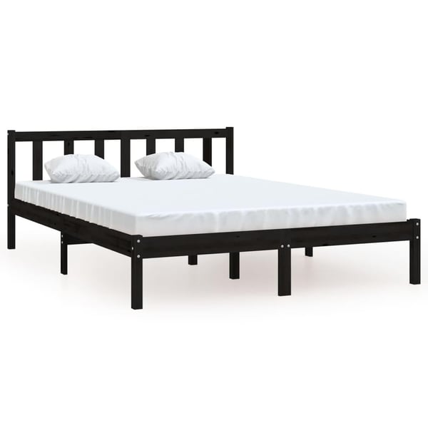 vidaXL Sengeramme svart heltre furu 135x190 cm Double