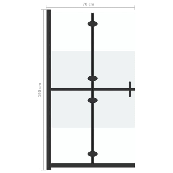 vidaXL foldbar brusevæg 70x190 cm halvt matteret sikkerhedsglas