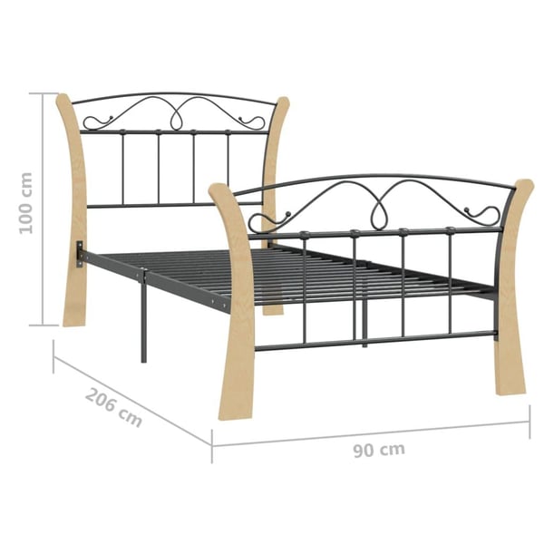 vidaXL Sengeramme svart metall 90x200 cm