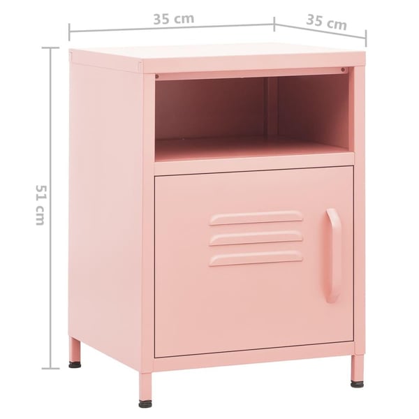vidaXL Nattbord rosa 35x35x51 cm stål