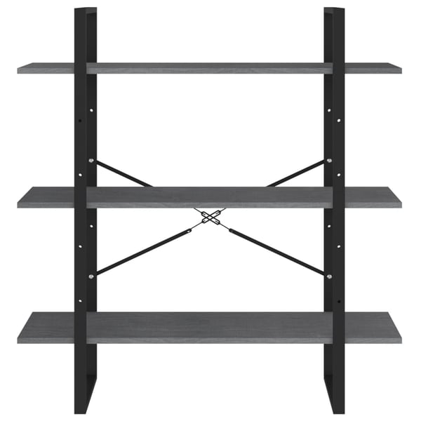vidaXL Bokhylle 3 nivåer grå 100x30x105 cm heltre furu