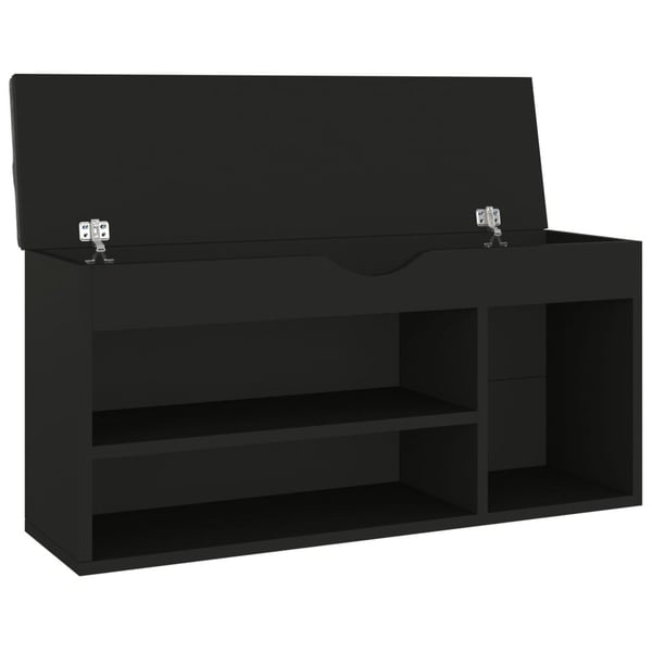 vidaXL skobænk med hynde 104x30x49 cm spånplade sort