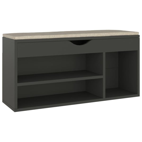 vidaXL Skobänk med dyna grå 104x30x49 cm spånskiva