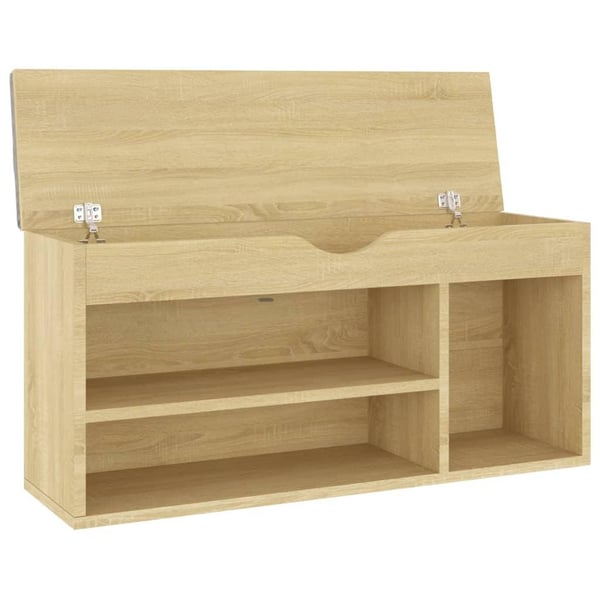 vidaXL Skobänk med dyna sonoma-ek 104x30x49 cm spånskiva