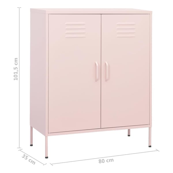 vidaXL Oppbevaringsskap rosa 80x35x101,5 cm stål