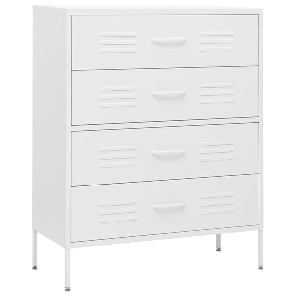 vidaXL Kommode hvit 80x35x101,5 cm stål