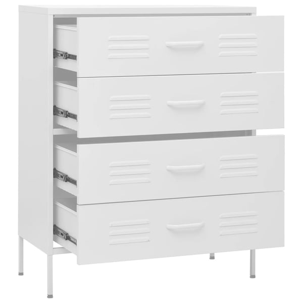 vidaXL Kommode hvit 80x35x101,5 cm stål
