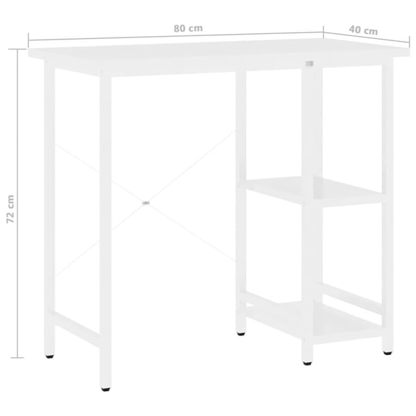 vidaXL PC-bord hvit 80x40x72 cm MDF og metall