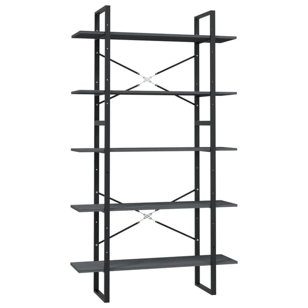 vidaXL Bokhylla 5 hyllplan grå 100x30x175 cm furu