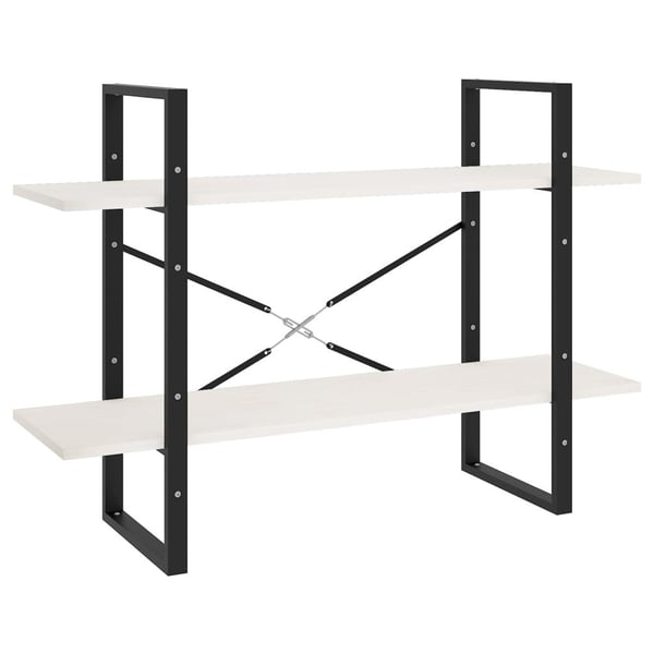 vidaXL Bokhylla 2 hyllplan vit 100x30x70 cm massiv furu