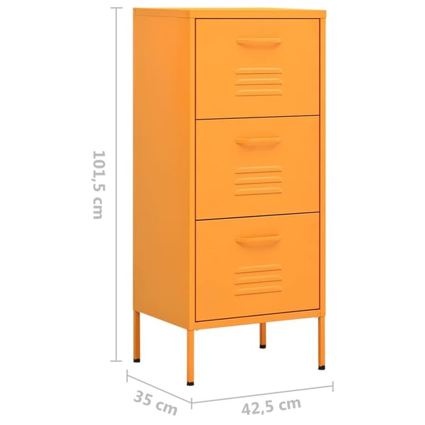 vidaXL Oppbevaringsskap sennepsgul 42,5x35x101,5 cm stål