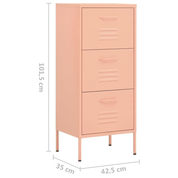 vidaXL opbevaringsskab 42,5x35x101,5 cm stål lyserød