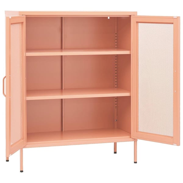 vidaXL opbevaringsskab 80x35x101,5 cm stål lyserød