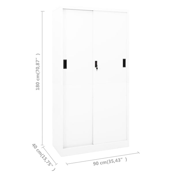 vidaXL Kontorskap med skyvedør 90x40x180 cm stål hvit