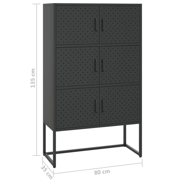 vidaXL Highboard svart 80x35x135 cm stål