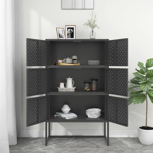 vidaXL Kaappi antrasiitti 80x35x135 cm teräs