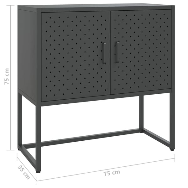 vidaXL Skjenk antrasitt 75x35x75 cm stål