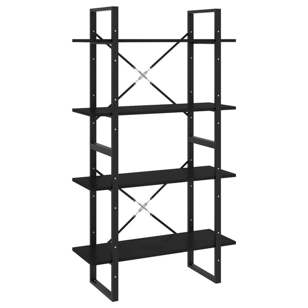 vidaXL bogreol med 4 hylder 80x30x140 cm massivt fyrretræ sort