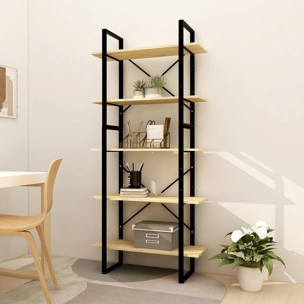 vidaXL bogreol med 5 hylder 80x30x175 cm fyrretræ