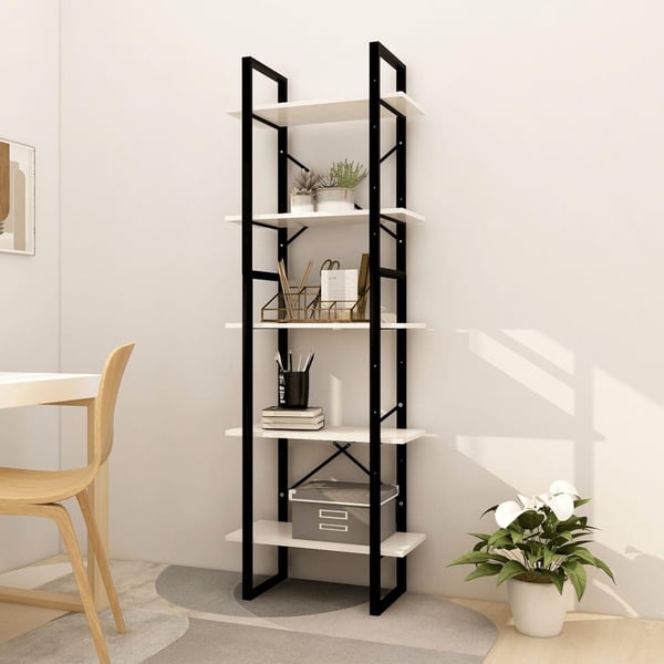 vidaXL bogreol med 5 hylder 60x30x175 cm fyrretræ hvid