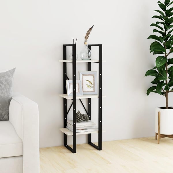 vidaXL Bokhylle 3 nivåer hvit 40x30x105 cm heltre furu