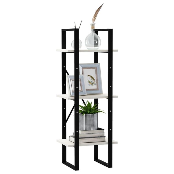 vidaXL Bokhylle 3 nivåer hvit 40x30x105 cm heltre furu