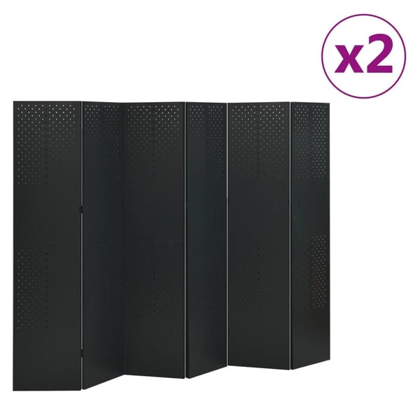 vidaXL 6-panels rumdelere 2 stk. 240x180 cm stål sort