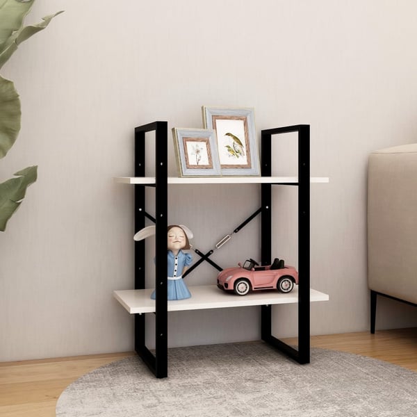 vidaXL Bokhylle 2 nivåer hvit 60x30x70 cm heltre furu