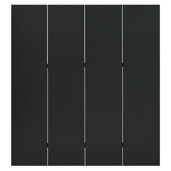 vidaXL 4-panels rumdeler 160x180 cm stål sort