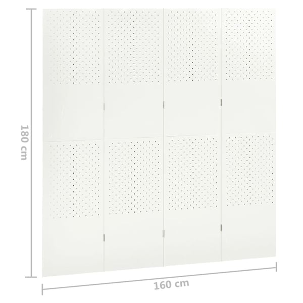 vidaXL Romdeler 4 paneler 2 stk hvit 160x180 cm stål