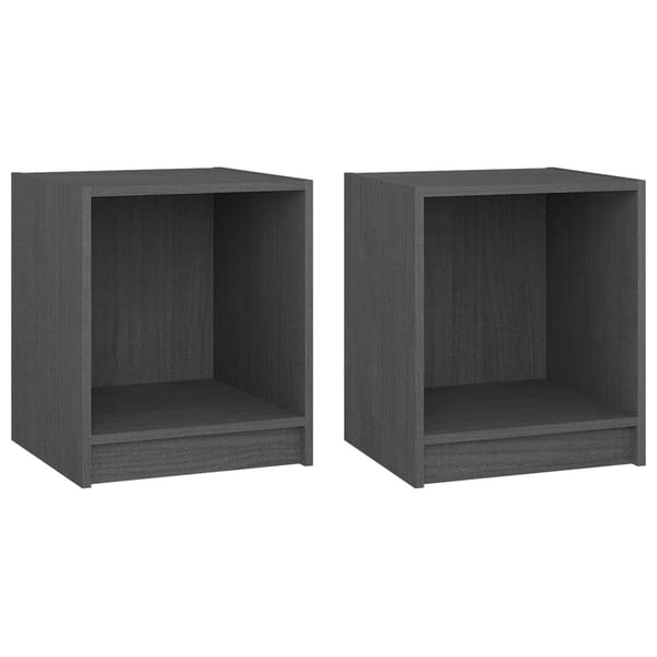 vidaXL Nattbord 2 stk 35,5x33,5x41,5 cm heltre furu grå