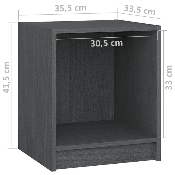 vidaXL Nattbord 2 stk 35,5x33,5x41,5 cm heltre furu grå