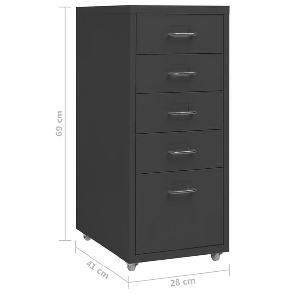 vidaXL Mobilt arkivskap antrasitt 28x41x69 cm metall