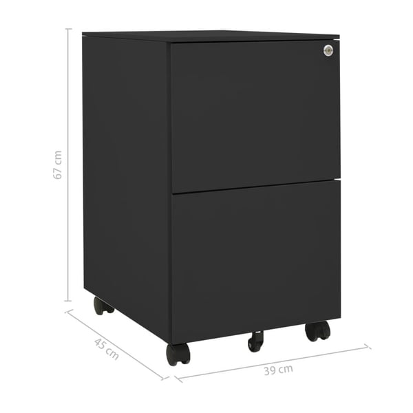 vidaXL Mobilt arkivskap antrasitt 39x45x67 cm stål
