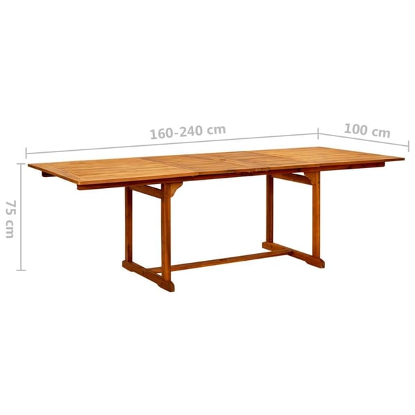 vidaXL Utendørs spisebord (160-240)x100x75 cm heltre akasie