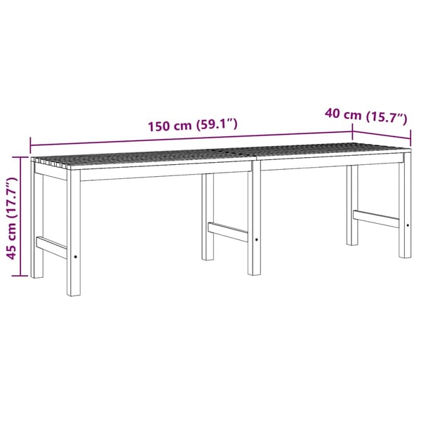 vidaXL Hagebenk 150 cm heltre teak