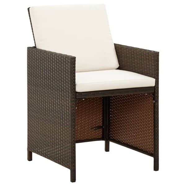 vidaXL havestole med hynder 4 stk. polyrattan brun