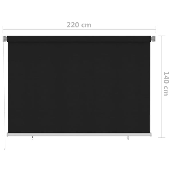 vidaXL udendørs rullegardin 220x140 cm sort