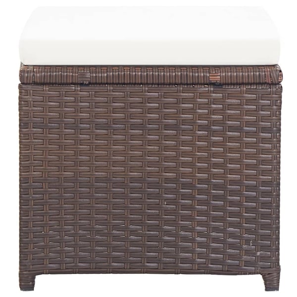 vidaXL havetaburetter 4 stk. med hynder polyrattan brun