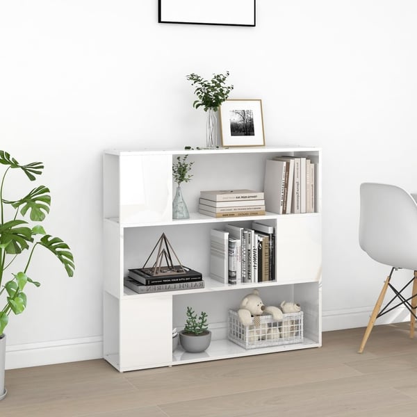 vidaXL bogskab/rumdeler 100x24x94 cm spånplade hvid højglans