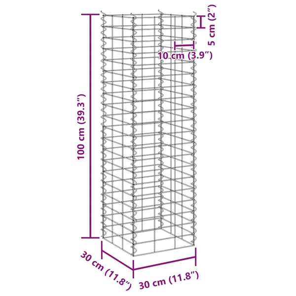 vidaXL idaXL Gabion høybed 3 stk 30x30x100 cm jern