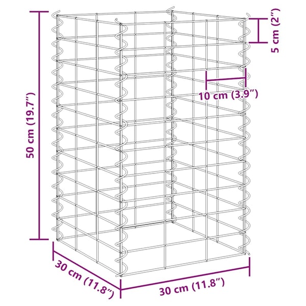 vidaXL Gabion høybed 3 stk 30x30x50 cm jern