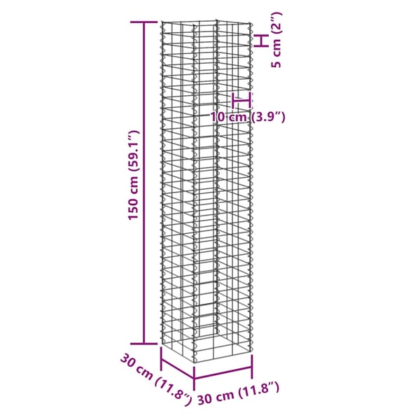 vidaXL Gabion høybed 3 stk 30x30x150 cm jern