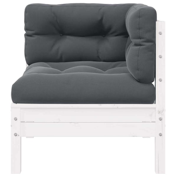 vidaXL Hagesofa 2-seters med puter hvit heltre furu