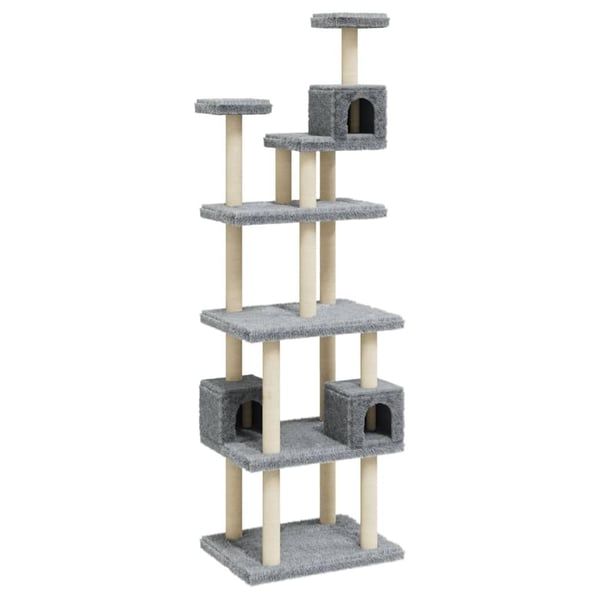 vidaXL Kattetre med klorestolper i sisal lysegrå 188 cm