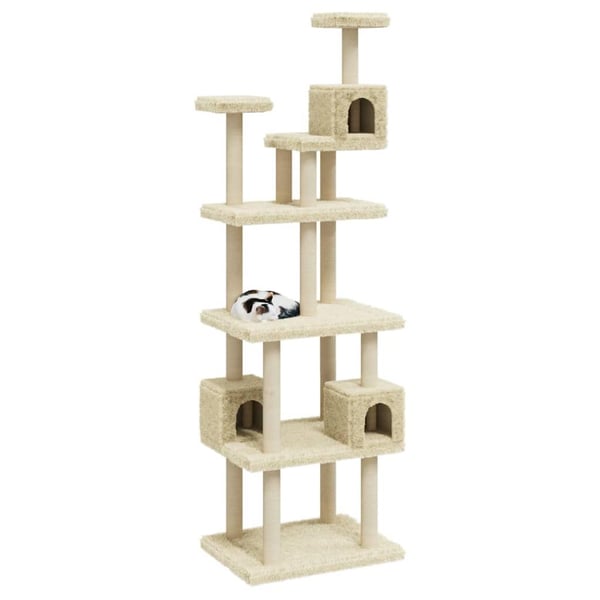 vidaXL Kattetre med klorestolper i sisal kremhvit 188 cm